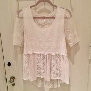 Free People Antique Lace Top with Vintage Look